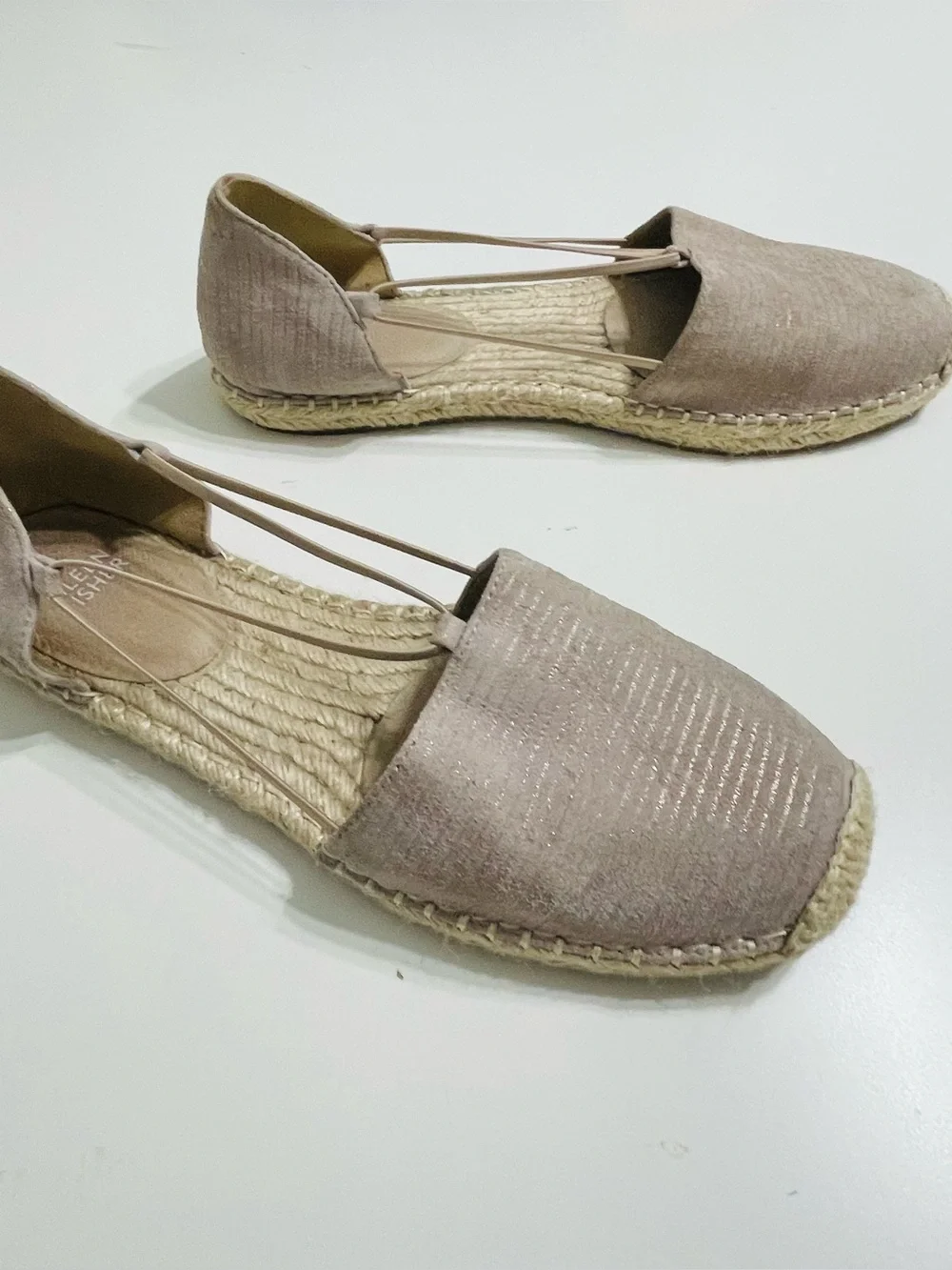 Eileen Fisher Lee Espadrille Shoes Sandals Flat Natural Beige Suede Size 10